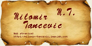 Milomir Tančević vizit kartica
